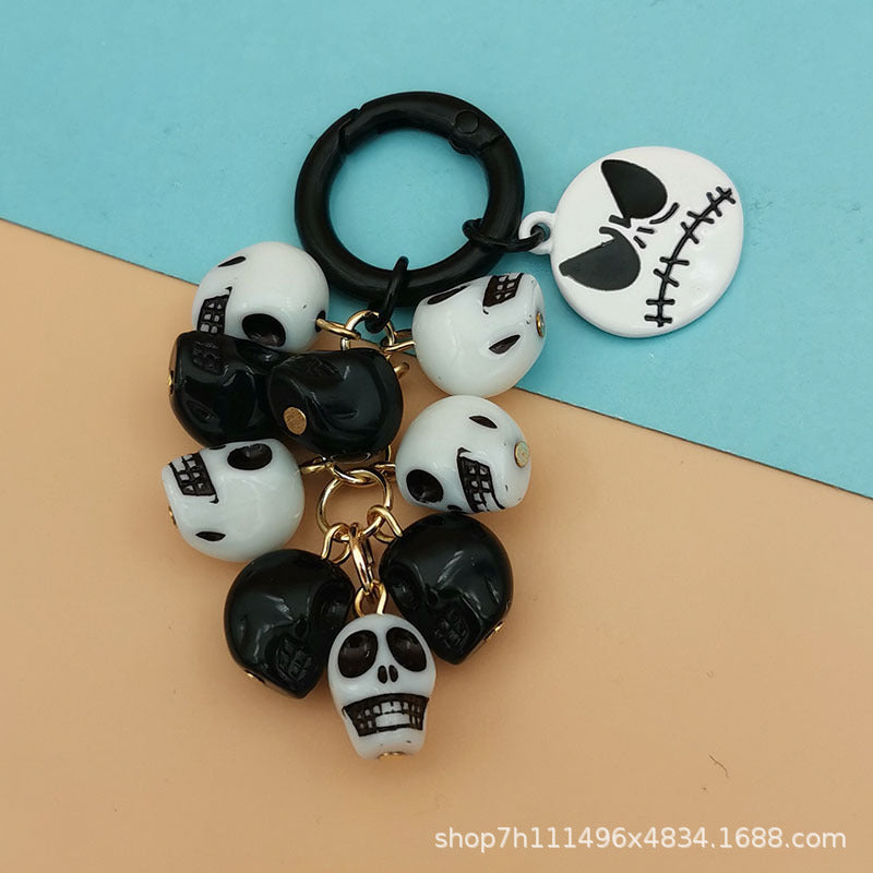 Wholesale Ghost Head Pumpkin Mummy Ghost Cat Skull Halloween Grape Bunch Alloy Keychain
